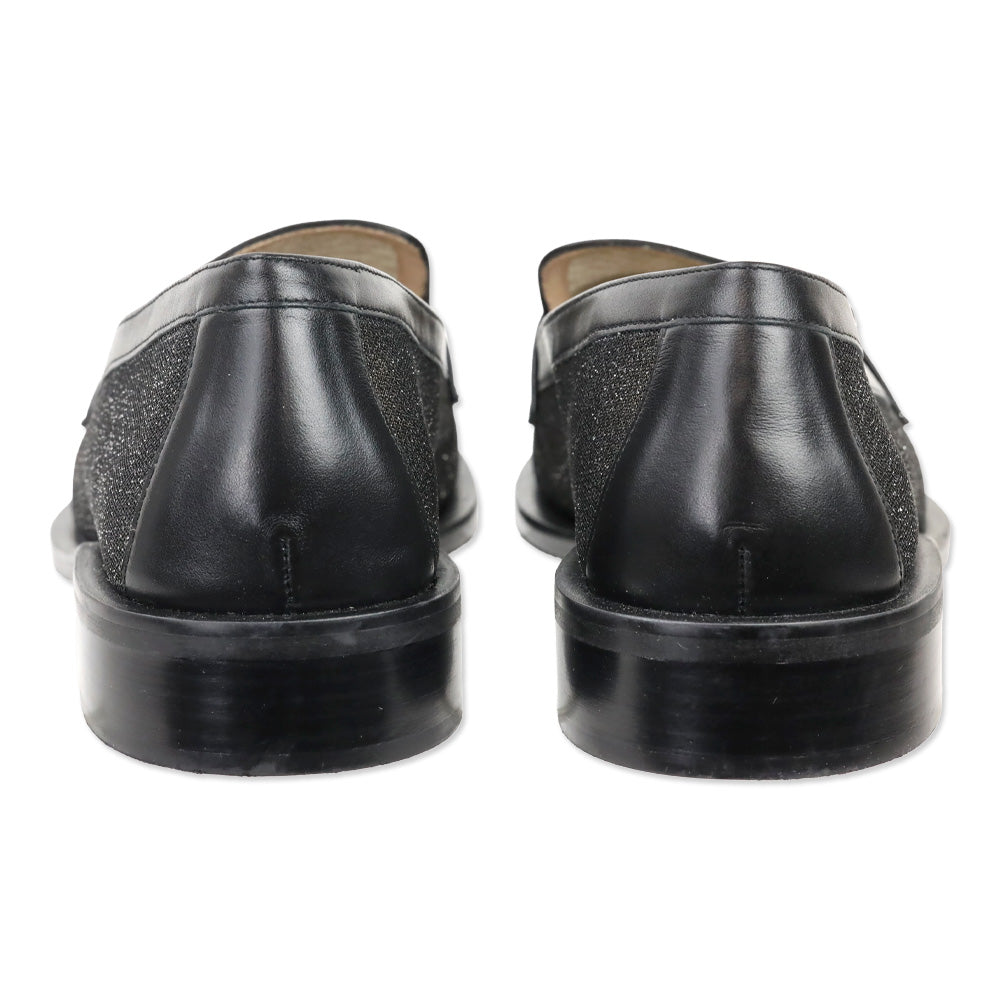 Stuart Weitzman Black Sparkle Mesh/Smooth Calf Palmer Sleek Loafer