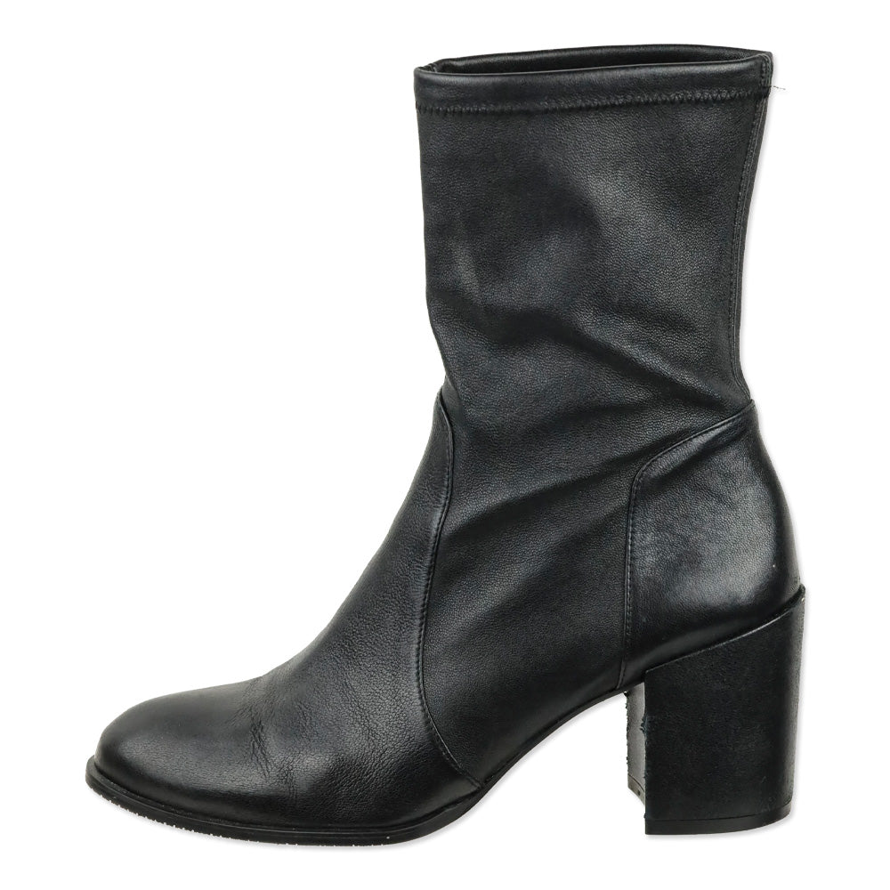 Stuart Weitzman Black Stretch Nappa Leather Yuliana 60 Booties