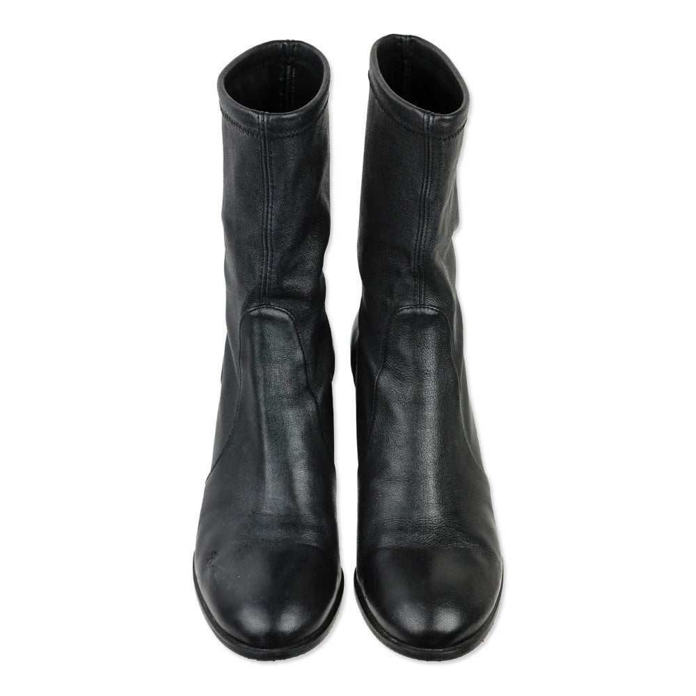 Stuart Weitzman Black Stretch Nappa Leather Yuliana 60 Booties
