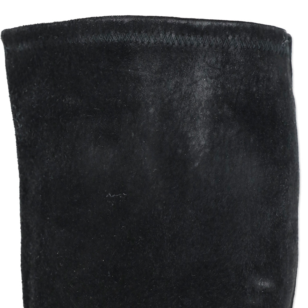 Stuart Weitzman Black Suede Knee High Kitten Booties
