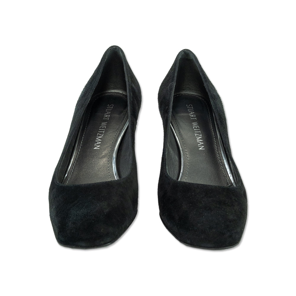 Stuart Weitzman Black Suede Marymid Pumps