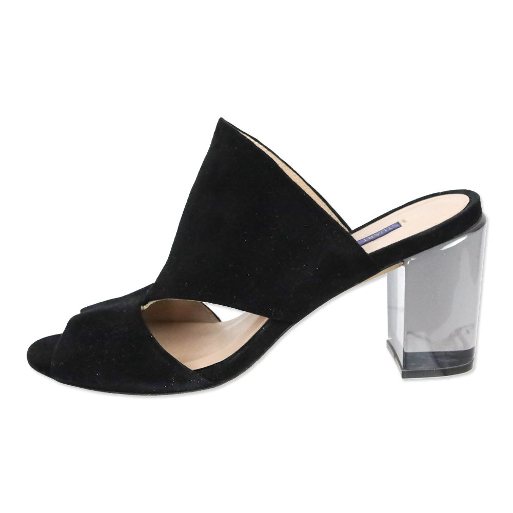 Stuart Weitzman Black Suede Slide Sandal