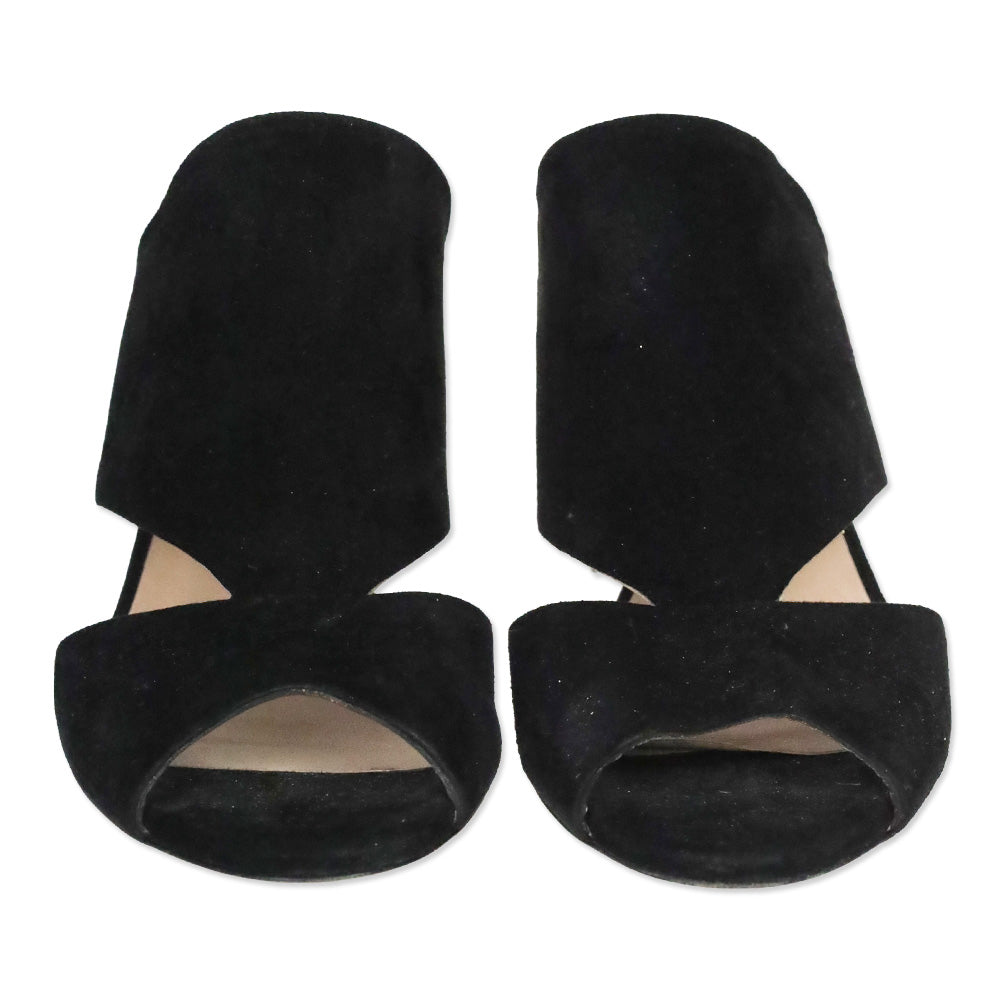 Stuart Weitzman Black Suede Slide Sandal