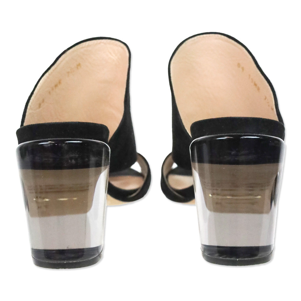 Stuart Weitzman Black Suede Slide Sandal