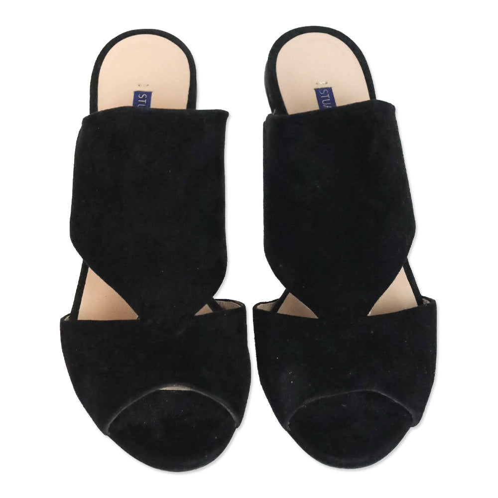 Stuart Weitzman Black Suede Slide Sandal