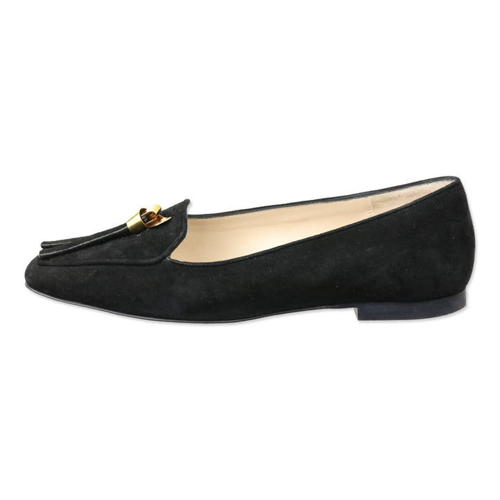 Stuart Weitzman Black Suede Slipknot Loafer