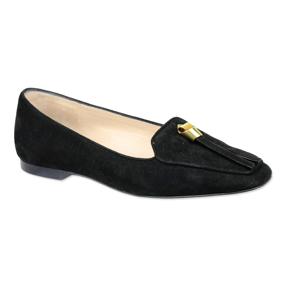 Stuart Weitzman Black Suede Slipknot Loafer