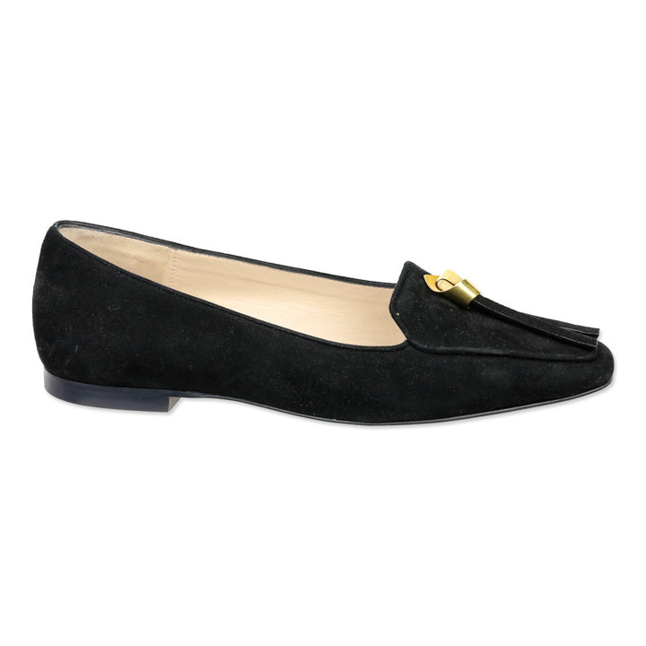 Stuart Weitzman Black Suede Slipknot Loafer
