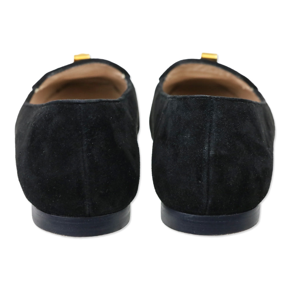 Stuart Weitzman Black Suede Slipknot Loafer