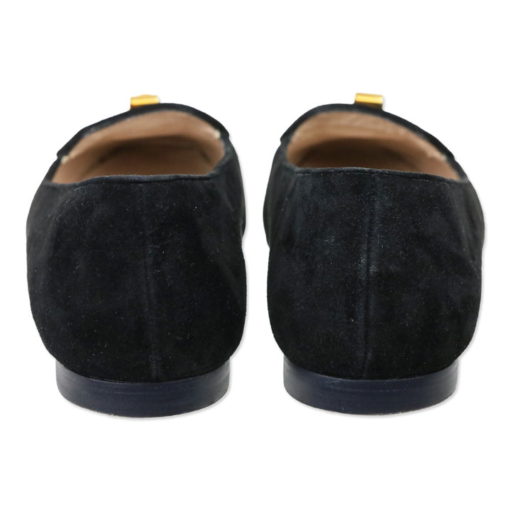 Stuart Weitzman Black Suede Slipknot Loafer