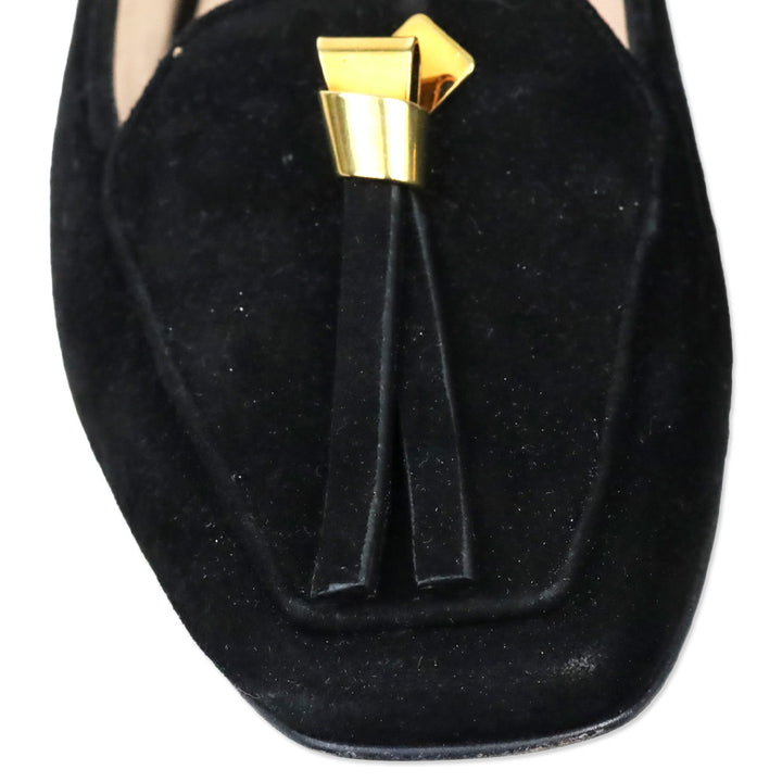 Stuart Weitzman Black Suede Slipknot Loafer