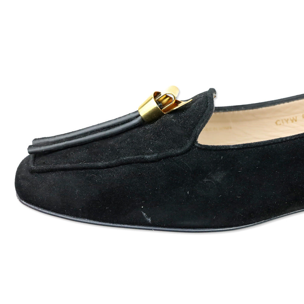 Stuart Weitzman Black Suede Slipknot Loafer