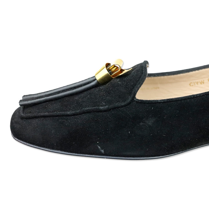 Stuart Weitzman Black Suede Slipknot Loafer