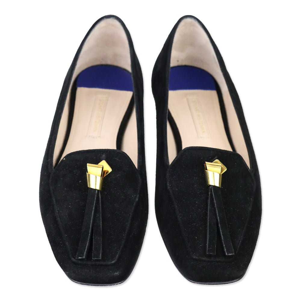 Stuart Weitzman Black Suede Slipknot Loafer