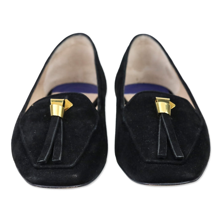 Stuart Weitzman Black Suede Slipknot Loafer