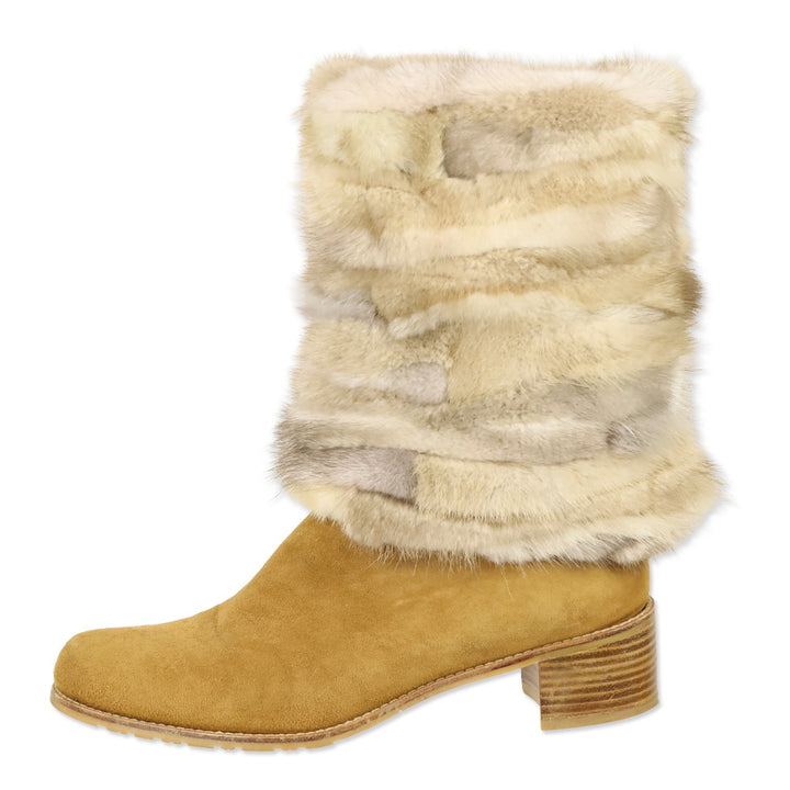 Stuart Weitzman Blizzard Genuine Mink and Suede Boots
