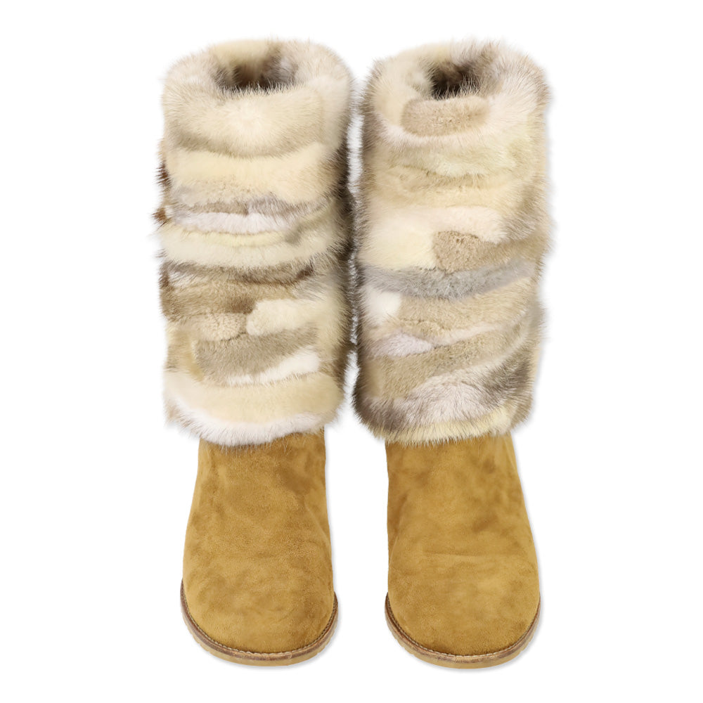 Stuart Weitzman Blizzard Genuine Mink and Suede Boots
