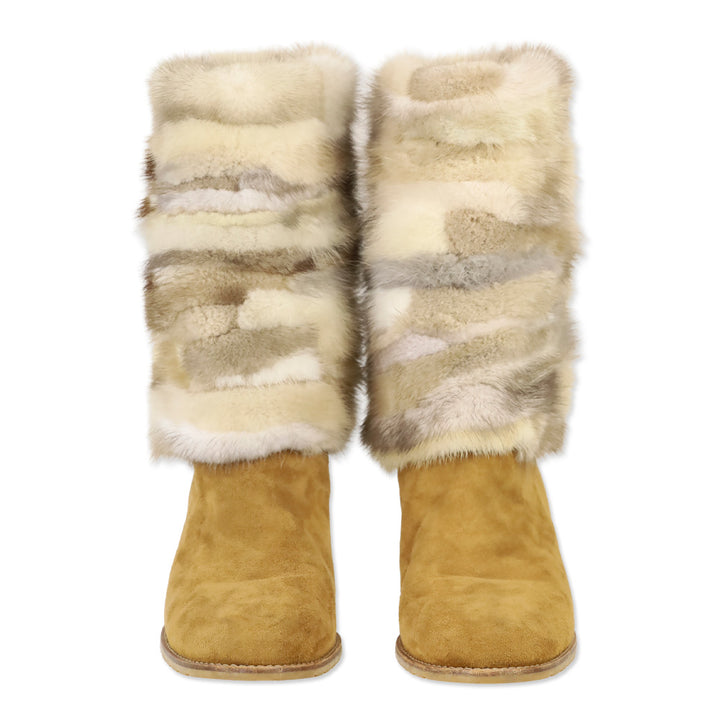 Stuart Weitzman Blizzard Genuine Mink and Suede Boots