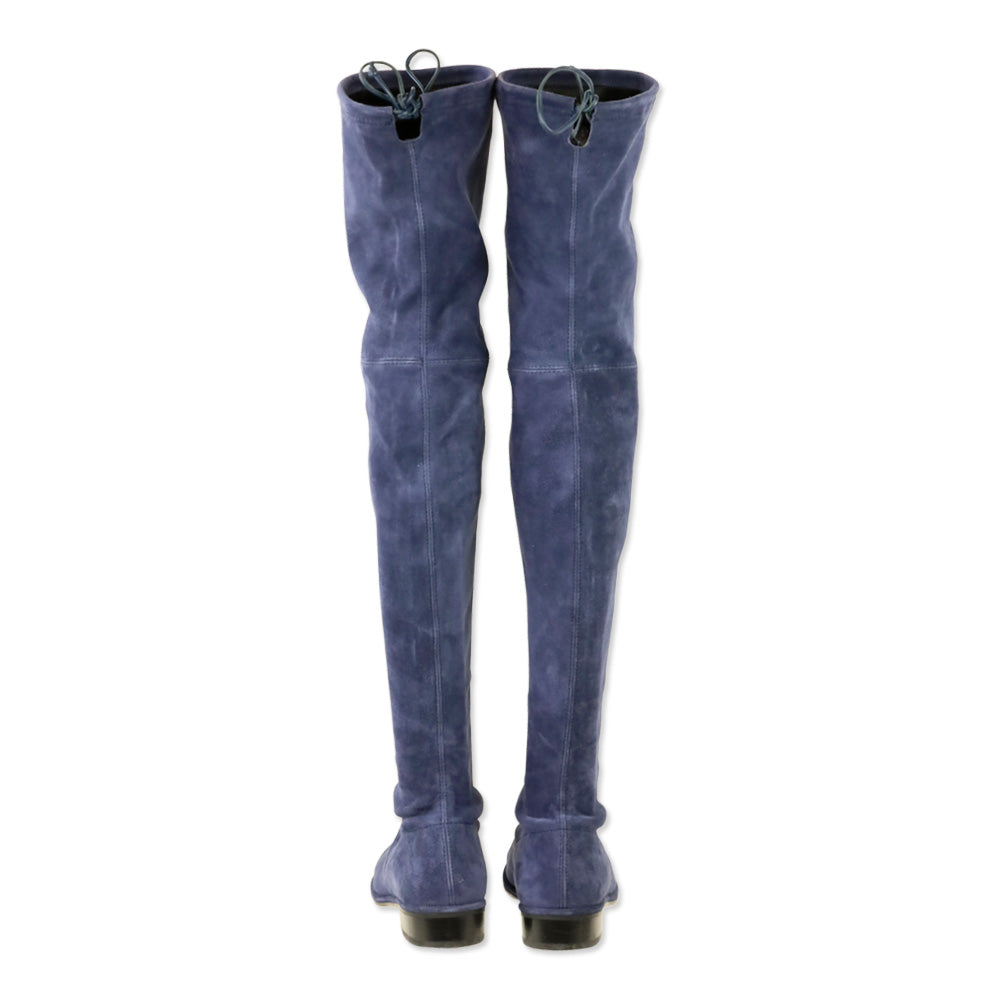 Stuart Weitzman Blue Suede Lowland Over-the-Knee Boot