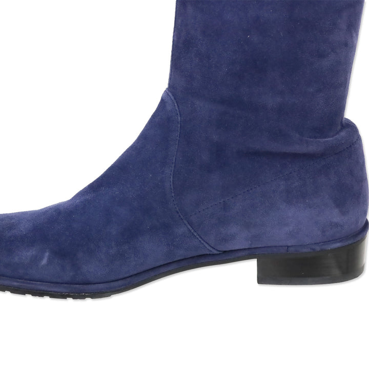 Stuart Weitzman Blue Suede Lowland Over-the-Knee Boot