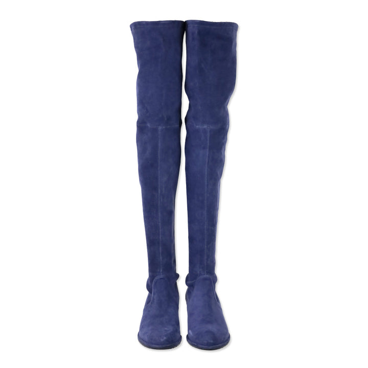 Stuart Weitzman Blue Suede Lowland Over-the-Knee Boot