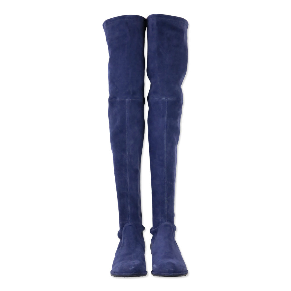 Stuart Weitzman Blue Suede Lowland Over-the-Knee Boot