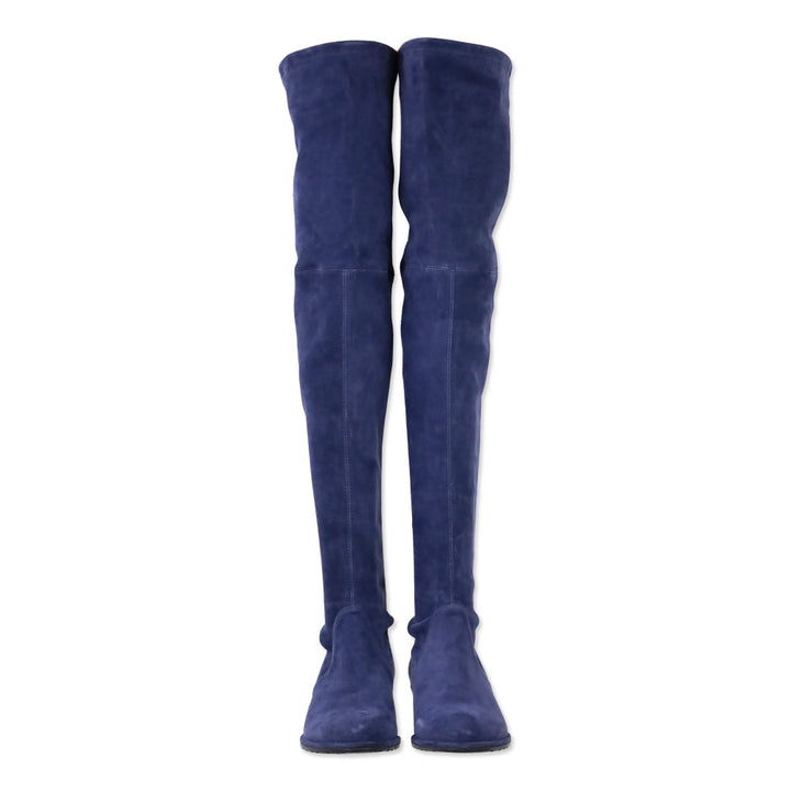 Stuart Weitzman Blue Suede Lowland Over-the-Knee Boot
