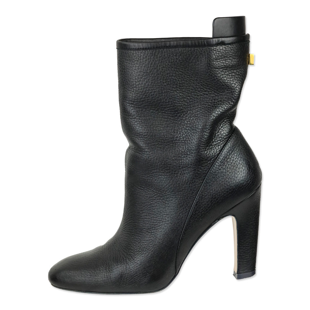 Stuart Weitzman Brooks Pitch Black Leather Slouch Booties