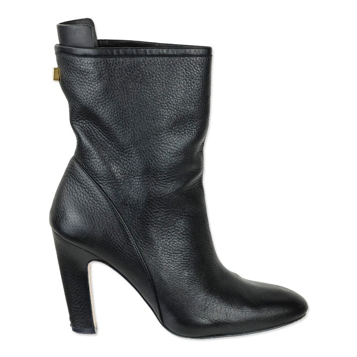 Stuart Weitzman Brooks Pitch Black Leather Slouch Booties