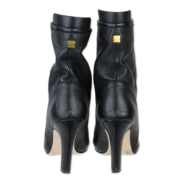 Stuart Weitzman Brooks Pitch Black Leather Slouch Booties