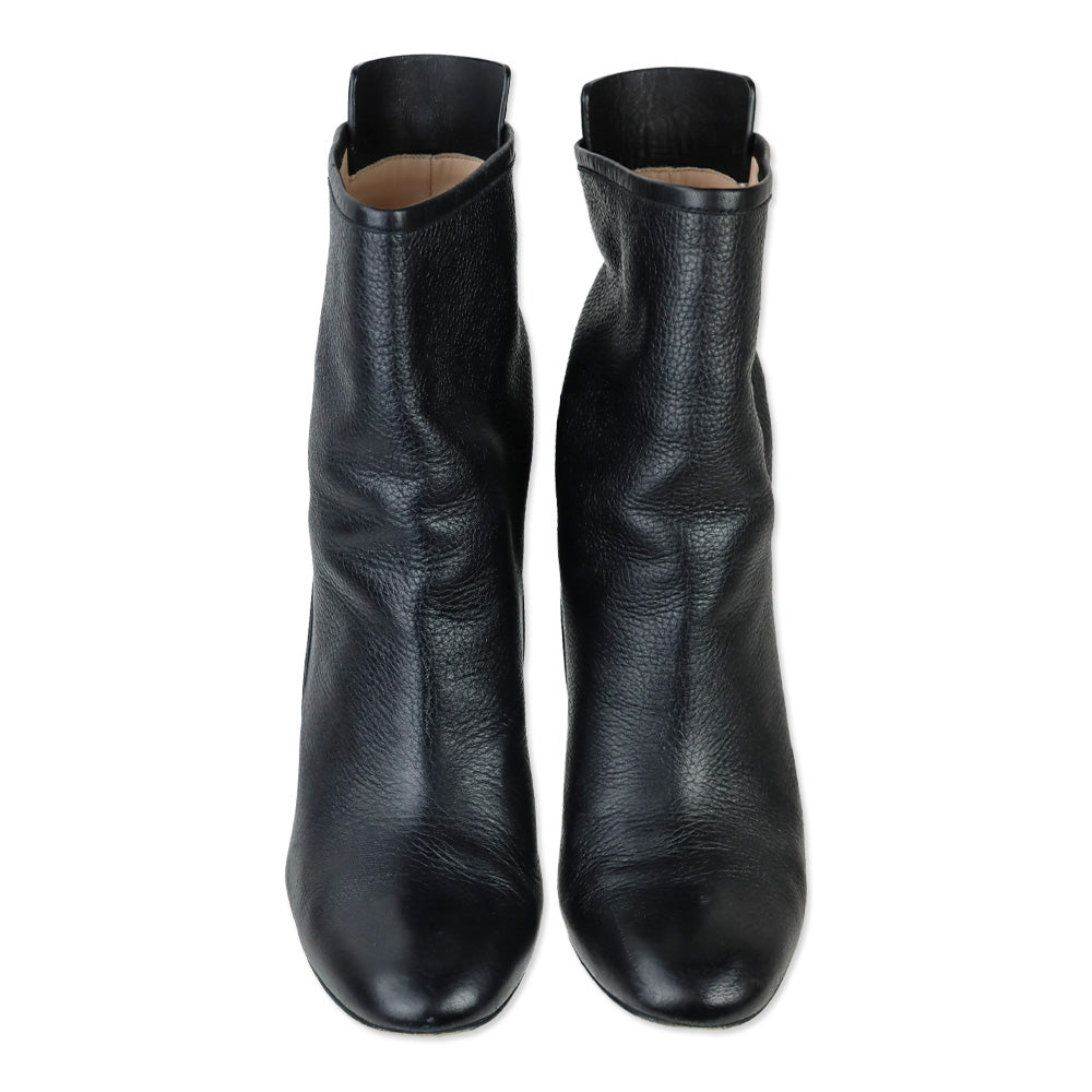 Stuart Weitzman Brooks Pitch Black Leather Slouch Booties