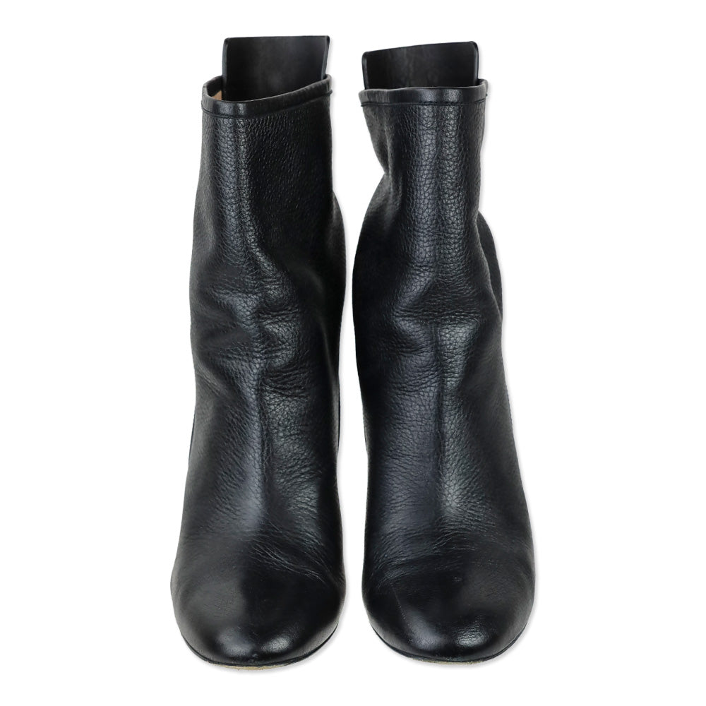 Stuart Weitzman Brooks Pitch Black Leather Slouch Booties