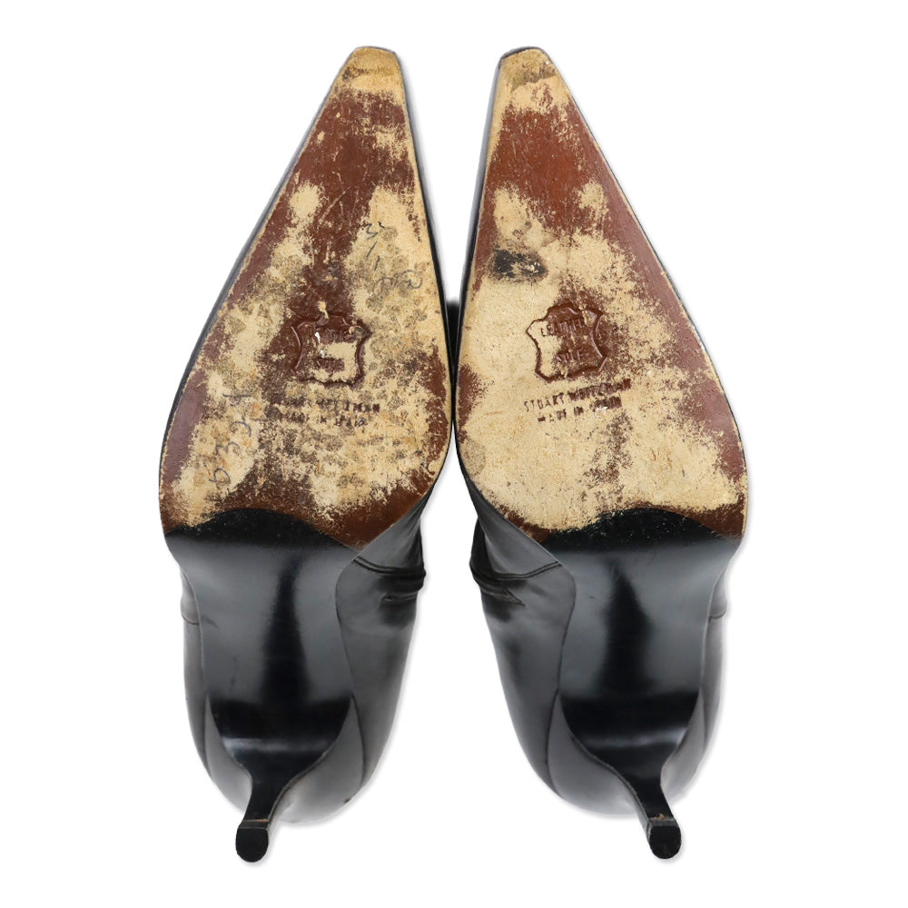 Stuart Weitzman Brown Leather Zip Knee-High Booties