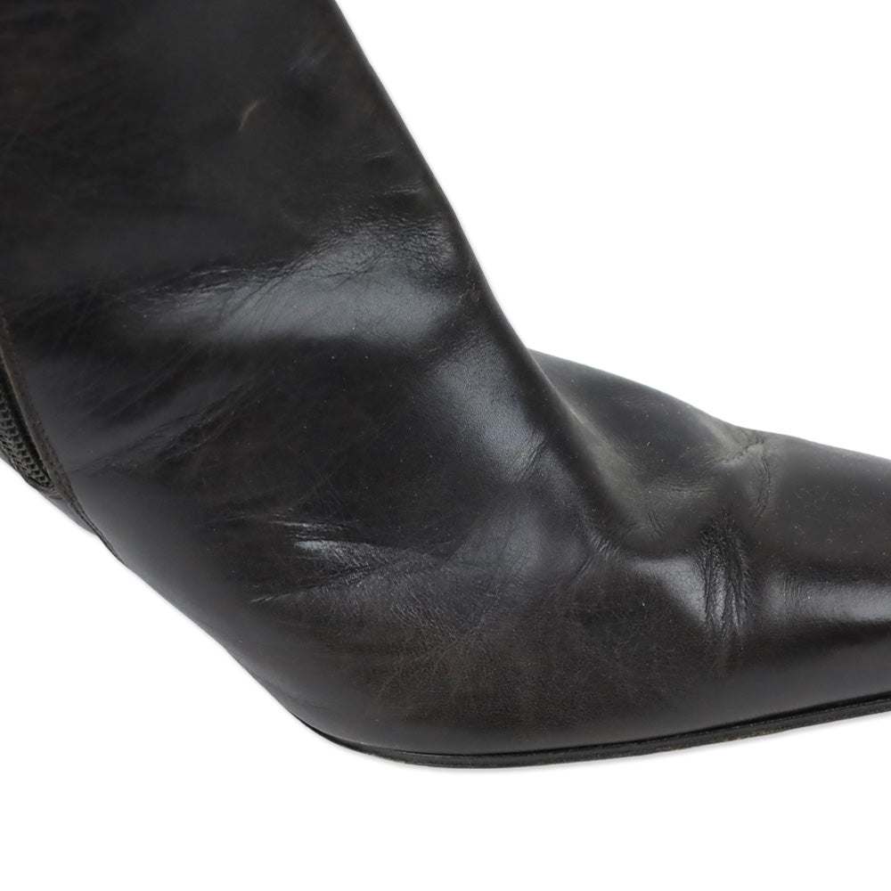 Stuart Weitzman Brown Leather Zip Knee-High Booties