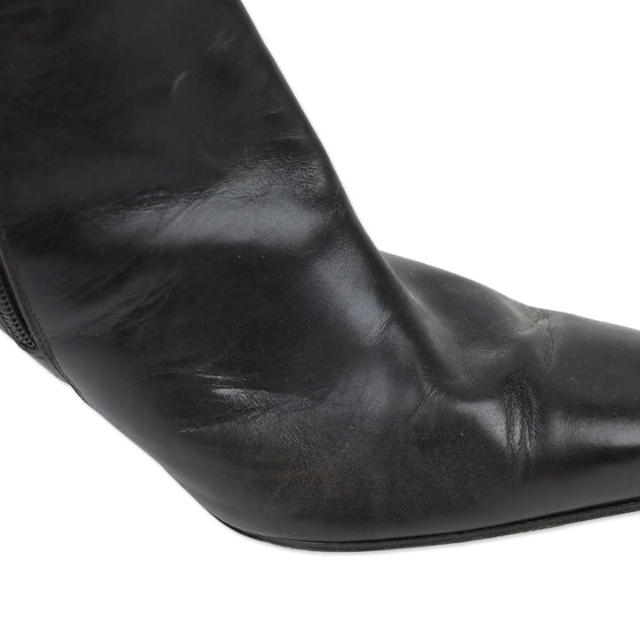 Stuart Weitzman Brown Leather Zip Knee-High Booties