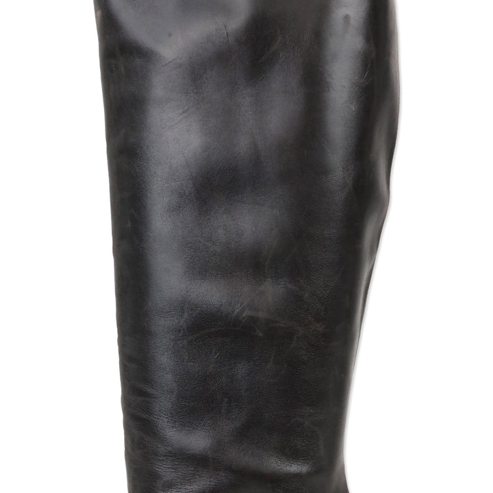 Stuart Weitzman Brown Leather Zip Knee-High Booties