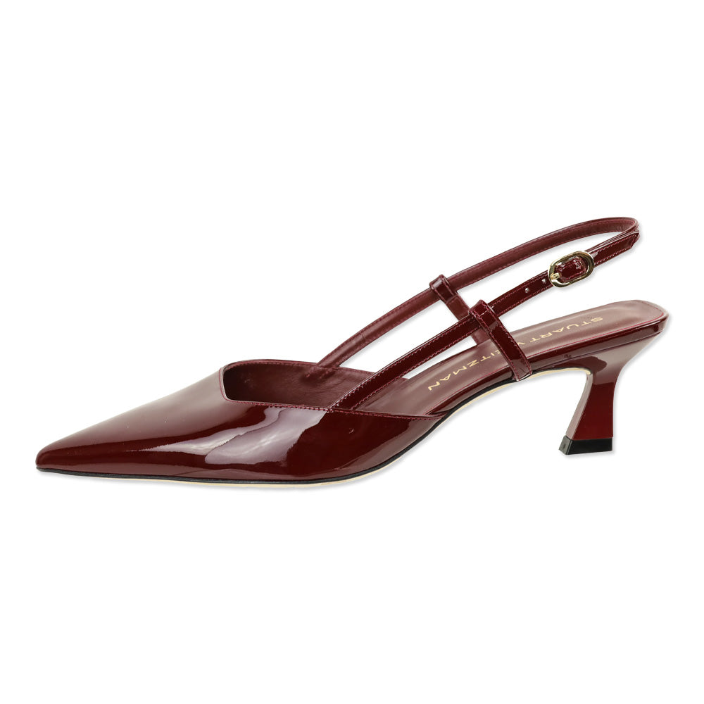 Stuart Weitzman Burgundy Patent Leather Vinnie 50 Slingback Pumps