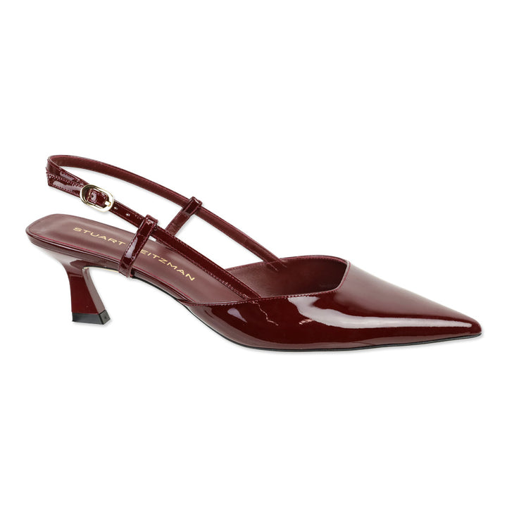 Stuart Weitzman Burgundy Patent Leather Vinnie 50 Slingback Pumps