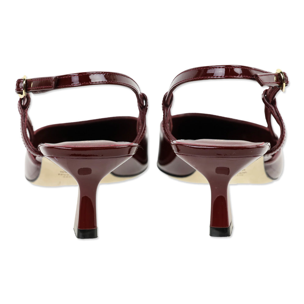 Stuart Weitzman Burgundy Patent Leather Vinnie 50 Slingback Pumps