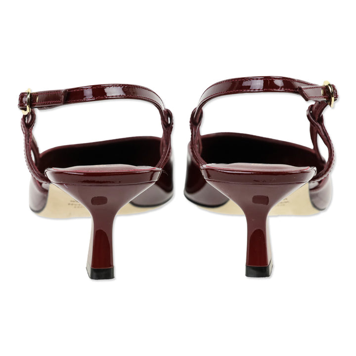 Stuart Weitzman Burgundy Patent Leather Vinnie 50 Slingback Pumps