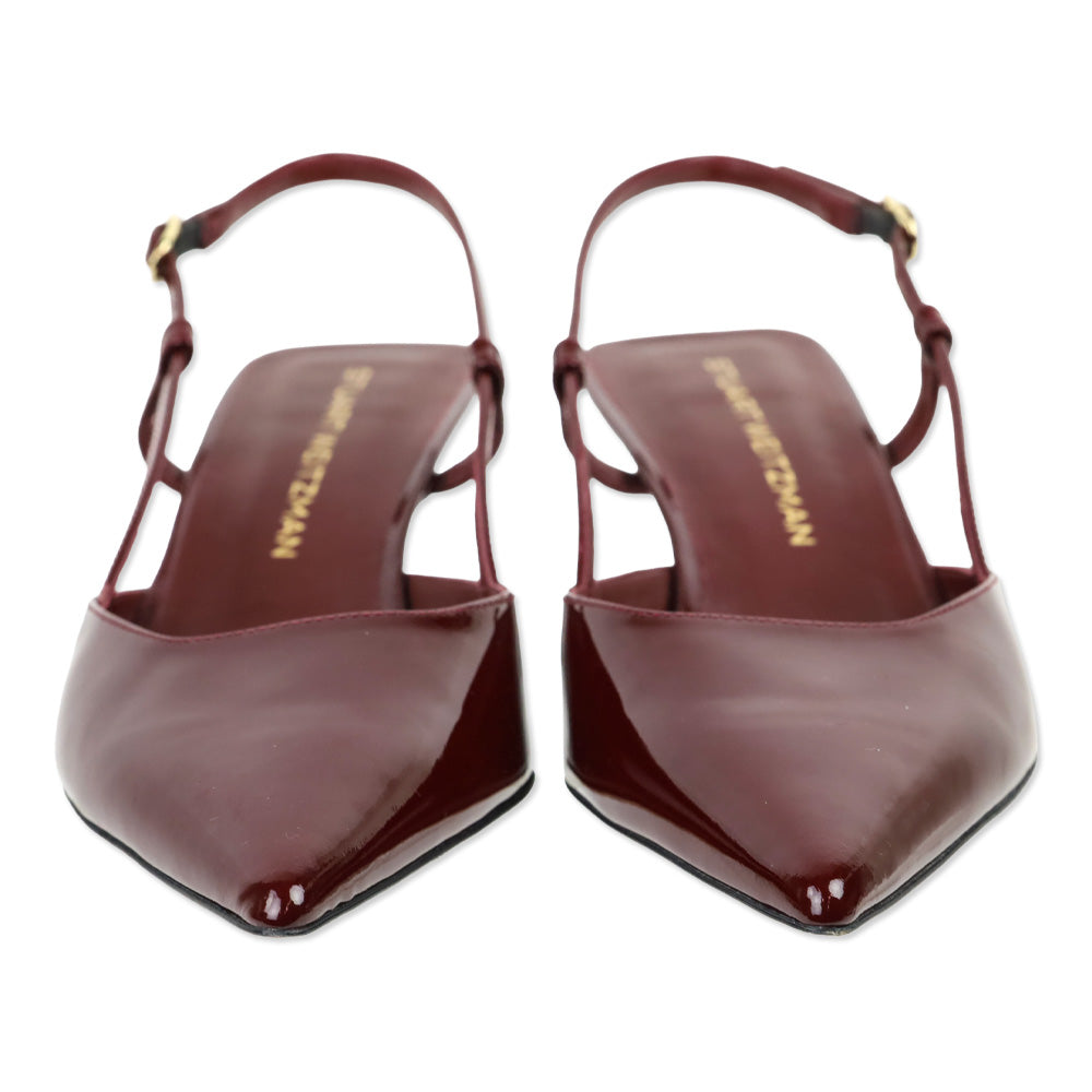 Stuart Weitzman Burgundy Patent Leather Vinnie 50 Slingback Pumps