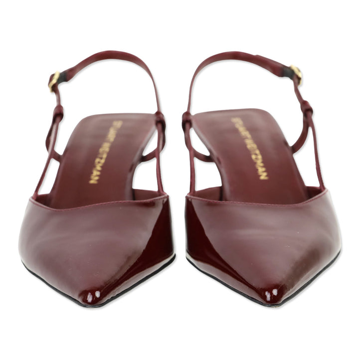 Stuart Weitzman Burgundy Patent Leather Vinnie 50 Slingback Pumps
