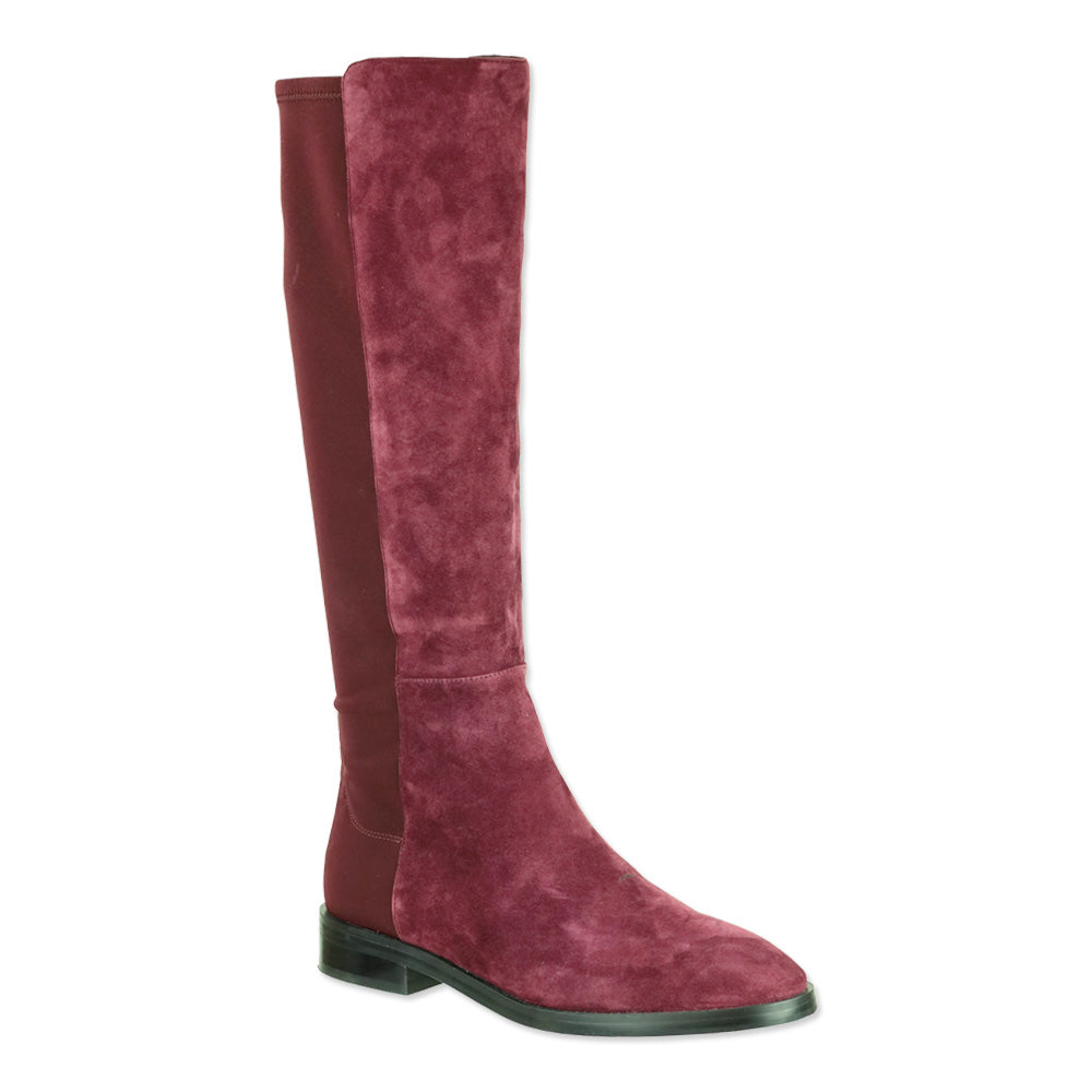 Stuart Weitzman Burgundy Suede and Elastic Knee High Boots