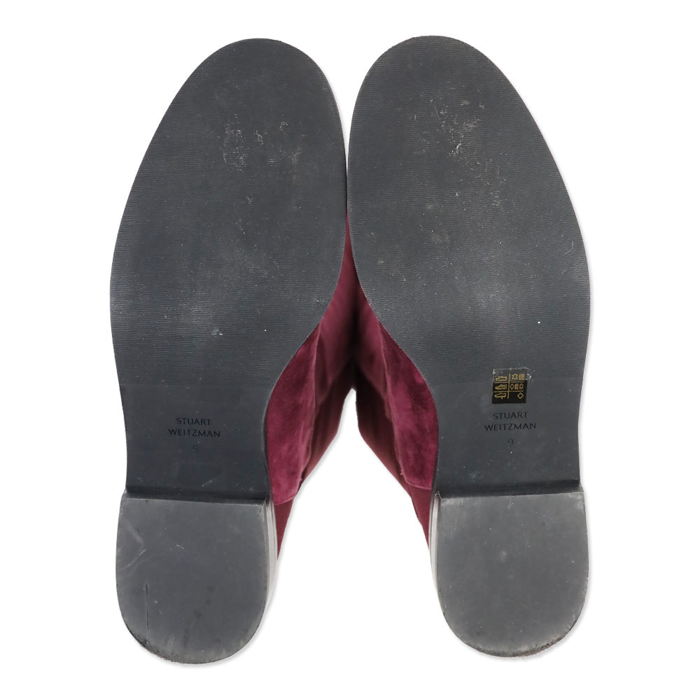 Stuart Weitzman Burgundy Suede and Elastic Knee High Boots