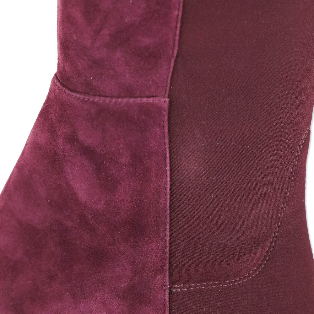 Stuart Weitzman Burgundy Suede and Elastic Knee High Boots