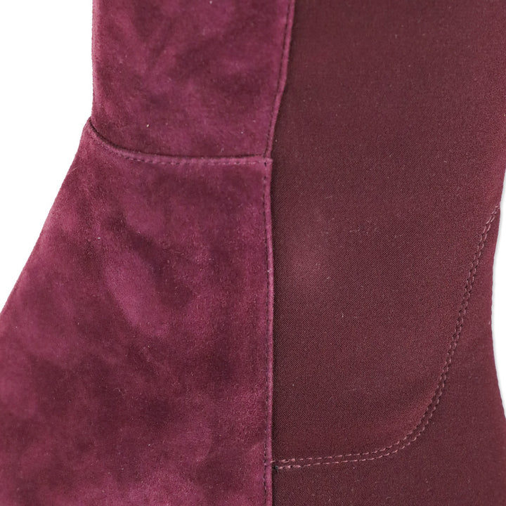 Stuart Weitzman Burgundy Suede and Elastic Knee High Boots