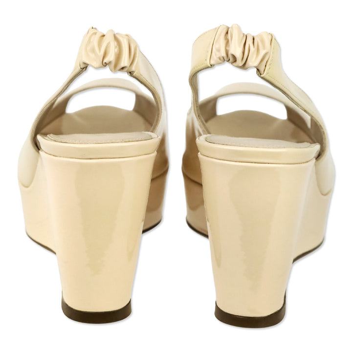 Stuart Weitzman Cashew Gloss Hampton Slingback Wedge Pump