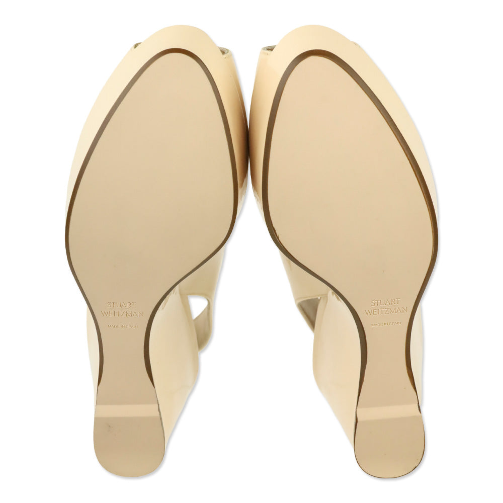 Stuart Weitzman Cashew Gloss Hampton Slingback Wedge Pump