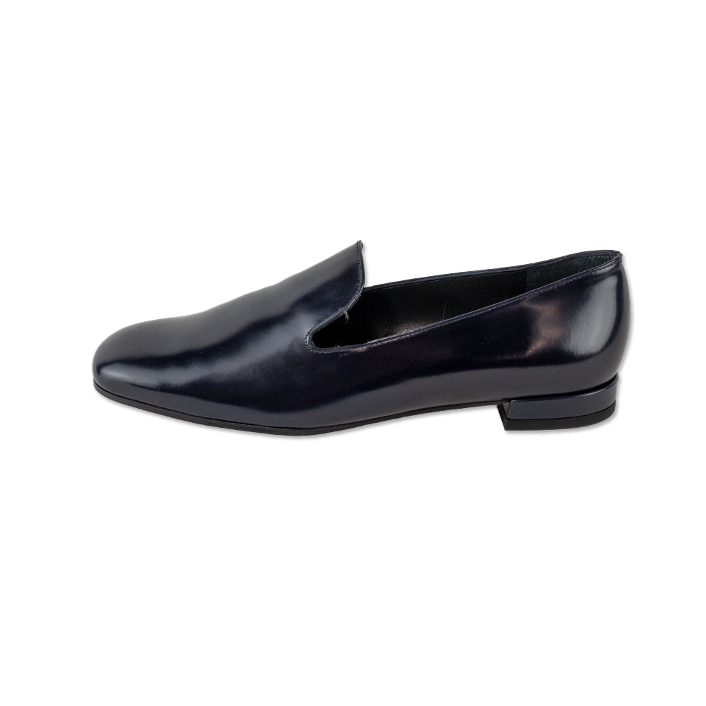 Stuart Weitzman Classic Navy Patent Leather Loafers