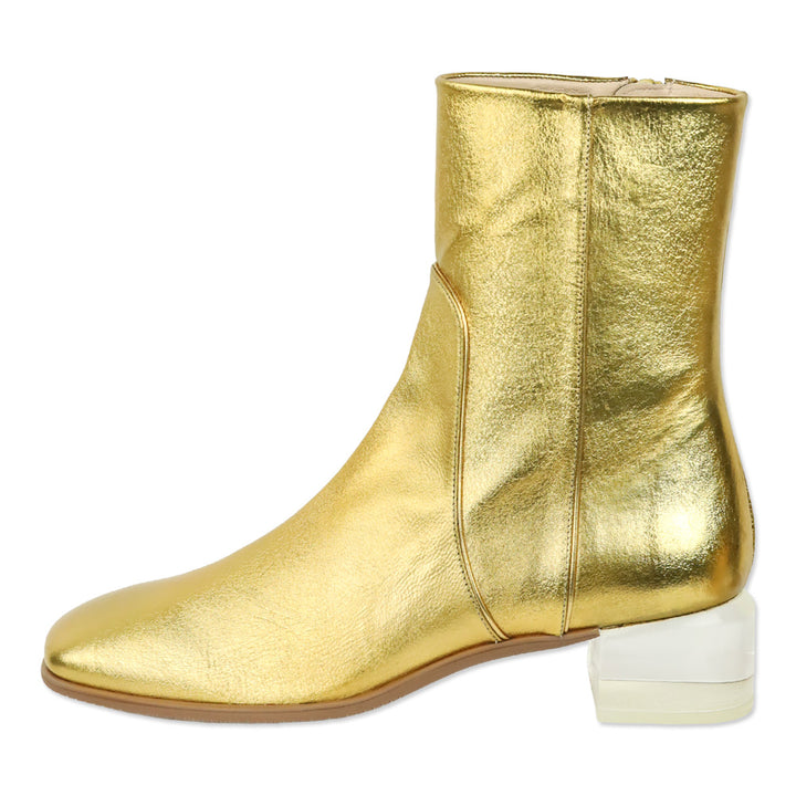 Stuart Weitzman Clodette Gold Lame Nappa Leather Calf Boot